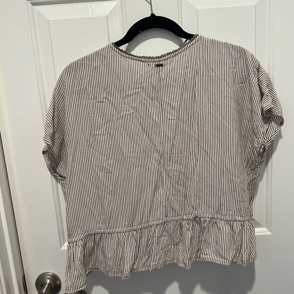 O’Neill V-Neck Stripe Crop Peplum Top Size L - Picture 2 of 5